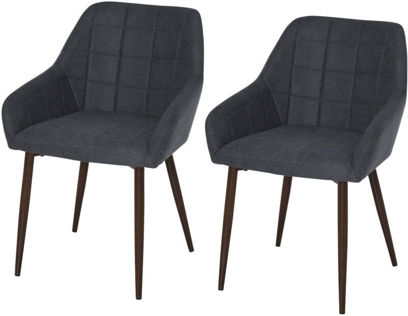 HOMCOM Dining Chair 835-292V71CG Linen Fabric, Sponge, Steel Modern Grey 835-292V71CG