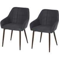 HOMCOM Set of 2 Dining Chairs 835-292V71CG Linen Fabric, Sponge, Steel Modern Grey 835-292V71CG