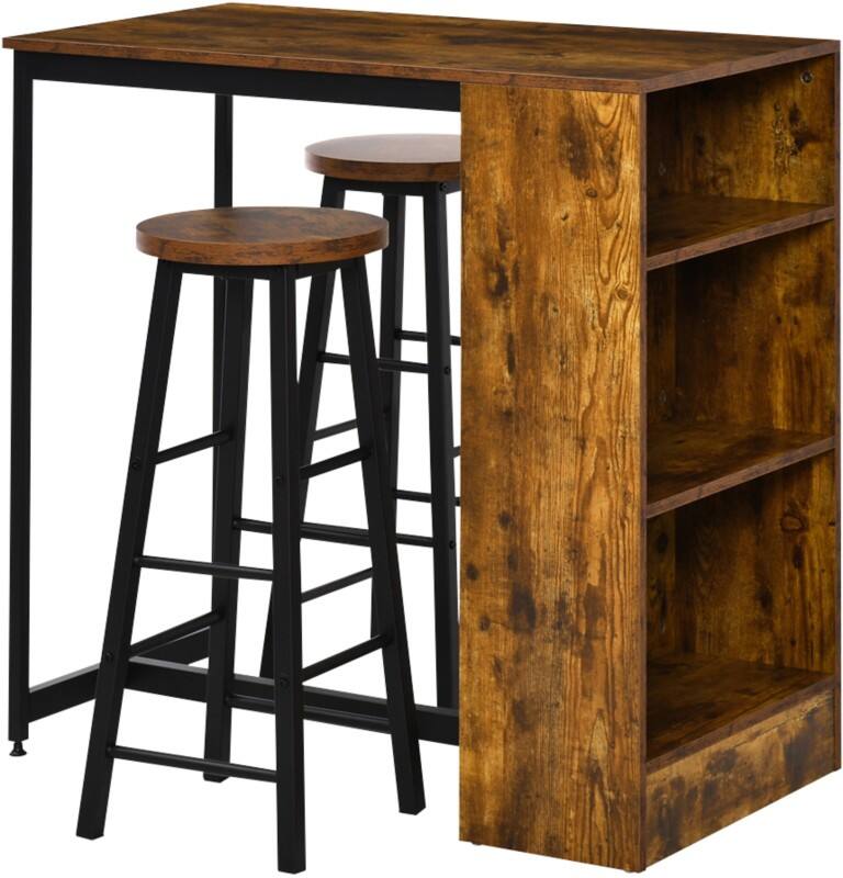 HOMCOM Bar Table Set 835-489V80RB Metal, Particle board Modern Brown 835-489V80RB