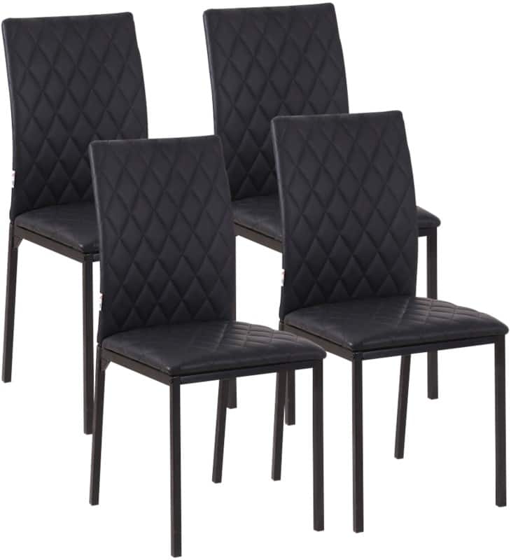 HOMCOM Dining Chair 835-478V71BK PVC (Polyvinyl Chloride) Leather, Steel Modern Black 835-478V71BK