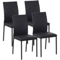 HOMCOM Dining Chair Set 835-478V71BK PVC (Polyvinyl Chloride) Leather, Steel Modern Black 835-478V71BK