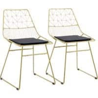 HOMCOM Set of 2 Dining Chairs 83A-026V70GD PL (Polyester), Sponge, Steel Modern Gold 83A-026V70GD