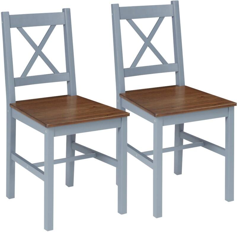 HOMCOM Dining Chair 835-909V00GY Pine Wood Modern Grey 835-909V00GY