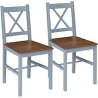 HOMCOM Set of 2 Dining Chairs 835-909V00GY Pine Wood Modern Grey 835-909V00GY