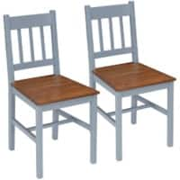 HOMCOM Set of 2 Dining Chairs 835-910V00GY Pine Wood Modern Grey 835-910V00GY