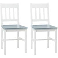 HOMCOM Set of 2 Dining Chairs 835-910V00WT Pine Wood Modern White 835-910V00WT