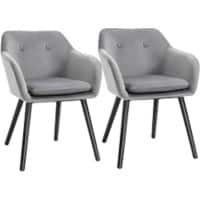 HOMCOM  Set of 2 Dining Chairs 835-140V70GY Beech Wood, Metal, Sponge, Velvet Modern Grey 835-140V70GY