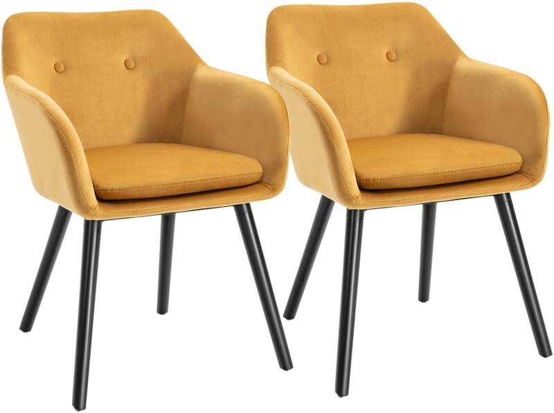 HOMCOM Dining Chair 835-140V70LR Beech Wood, Metal, Sponge, Velvet Modern Yellow 835-140V70LR