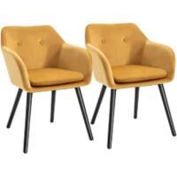 HOMCOM  Set of 2 Dining Chairs 835-140V70LR Beech Wood, Metal, Sponge, Velvet Modern Yellow 835-140V70LR