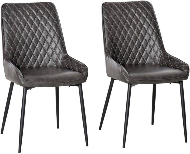 HOMCOM Dining Chair 835-377V71GY PU (Polyurethane) Leather, Metal Modern Grey 835-377V71GY