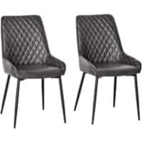 HOMCOM  Set of 2 Dining Chairs 835-377V71GY PU (Polyurethane) Leather, Metal Modern Grey 835-377V71GY