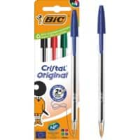 BIC Original 516834 Ballpoint Pen  Medium 0.4 mm Refillable Assorted Pack of 4