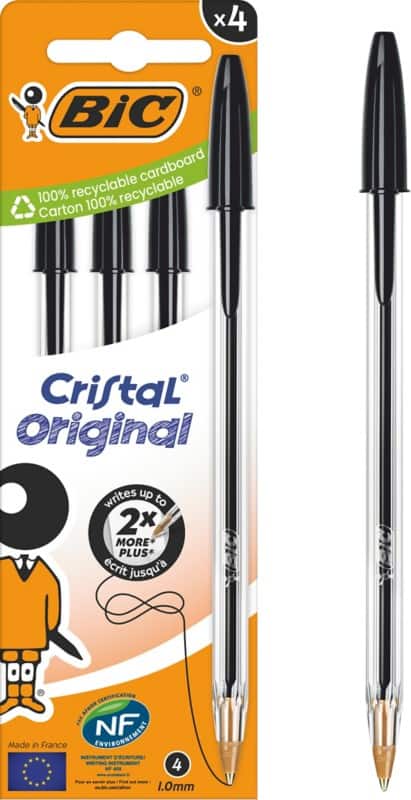 BIC Original 516335 Ballpoint Pen Black 0.4 mm Medium Ballpoint Refillable  Pack of 4