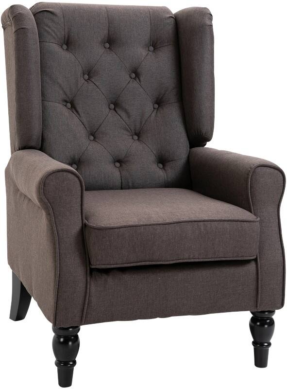 HOMCOM Sofa Chair Fixed Armrest Brown 160 kg 833-695V71BN 860 x 740 x 1,020 mm