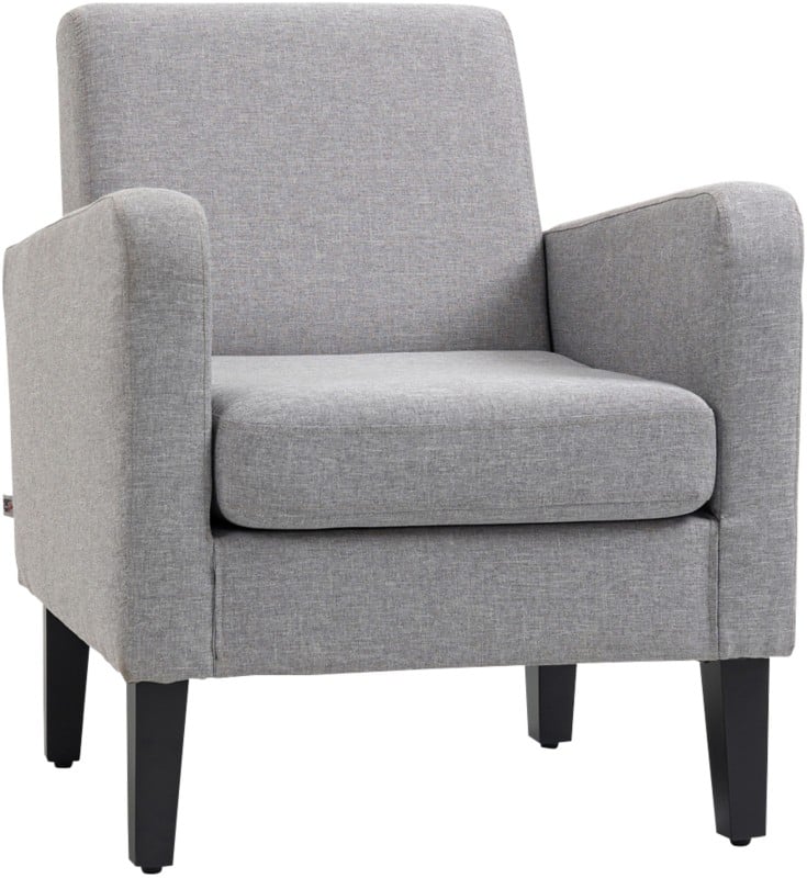 HOMCOM Armchair Fixed Armrest Light Grey 150 kg 839-001V71LG 720 x 660 x 740 mm