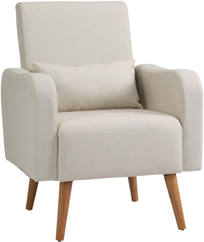 HOMCOM Armchair Fixed Armrest Cream 150 kg 833-632V71CW 770 x 720 x 930 mm