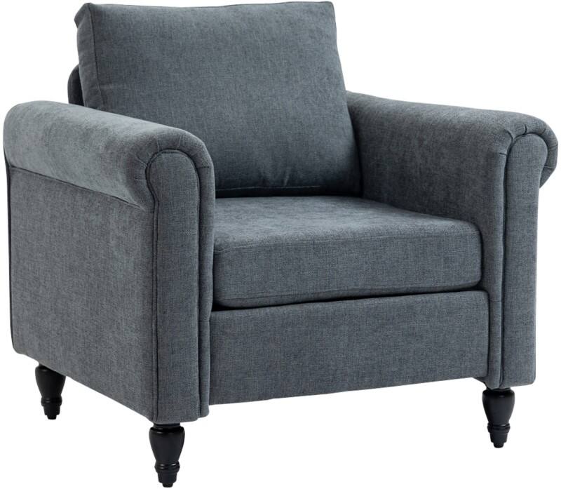 HOMCOM Accent Chair Fixed Armrest Grey 125 kg 839-892V70GY 730 x 840 x 810 mm