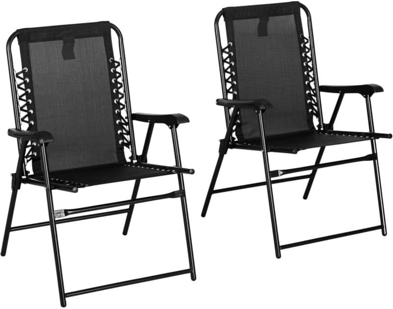 OutSunny Folding Chair Fabric Fixed Armrest Non-Height Adjustable Seat Black 120 kg 84B-811V00BK 610 x 650 x 910 mm