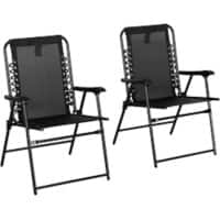 OutSunny Folding Chair Fabric Fixed Armrest Black 120 kg 84B-811V00BK 610 x 650 x 910 mm
