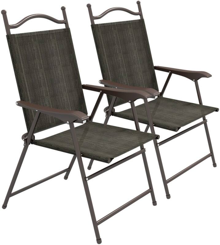 OutSunny Folding Chair Fabric Fixed Armrest Non-Height Adjustable Seat Dark Brown 120 kg 84G-298V00DR 620 x 560 x 970 mm