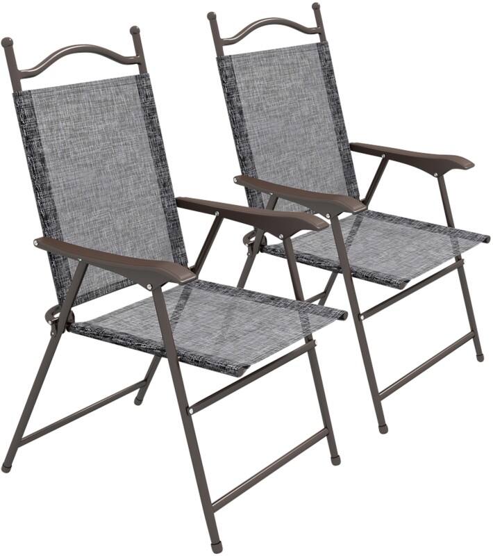 OutSunny Folding Chair Fabric Fixed Armrest Non-Height Adjustable Seat Grey 120 kg 84G-298V00GY 620 x 560 x 970 mm
