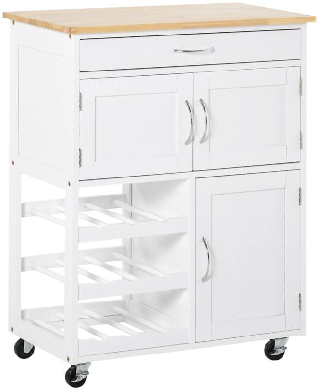 HOMCOM Kitchen Cart 32 kg 670 x 370 x 870 mm White