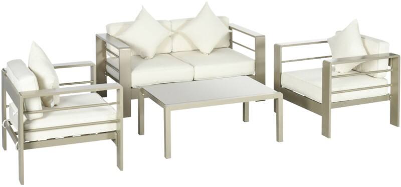 OutSunny Garden Furniture Set Aluminium, Polyester Gold Outdoor