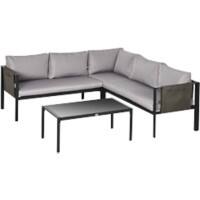 OutSunny Garden Furniture Set Steel, Polyester, Sponge, Tempered Glass Light Grey Outdoor