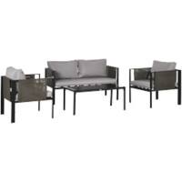 OutSunny Garden Furniture Set Steel, Polyester, Sponge, Texteline, Tempered Glass Light Grey Outdoor