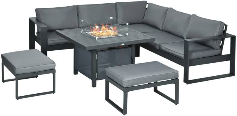 OutSunny Garden Furniture Set Aluminium, Polyester Grey Outdoor