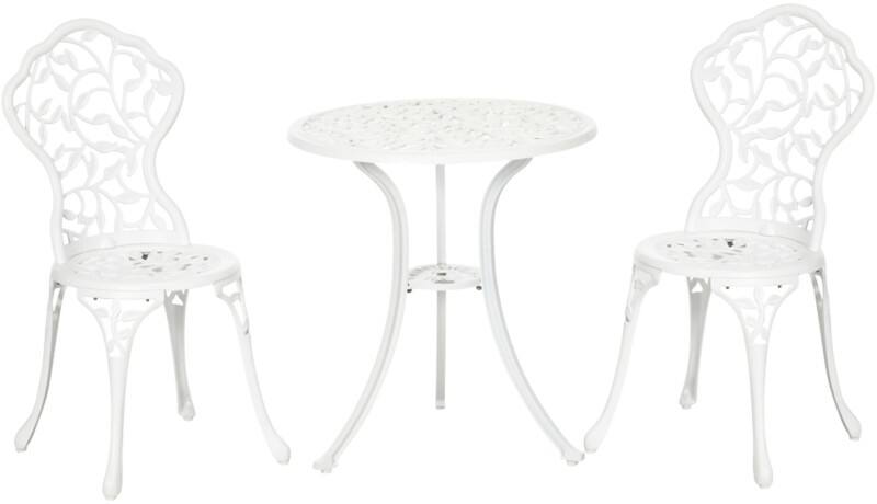 OutSunny Bistro Set Aluminum White Outdoor