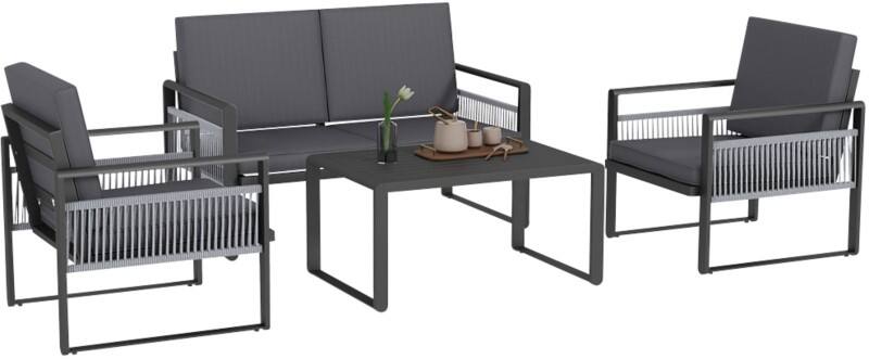 OutSunny Garden Furniture Set Aluminium, Polyester Black Outdoor