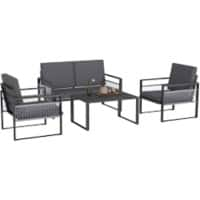 OutSunny Garden Furniture Set Aluminium, Polyester Black Outdoor