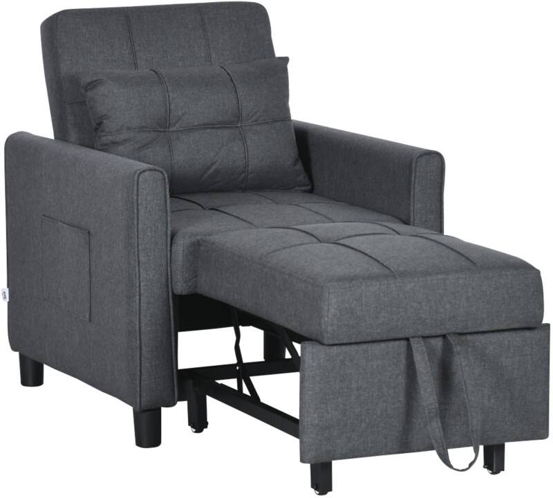 HOMCOM Chair Bed 839-670V71GY Grey