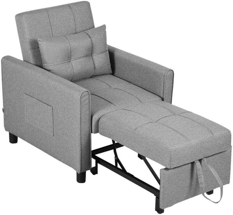HOMCOM Chair Bed 839-670V71LG Light Grey