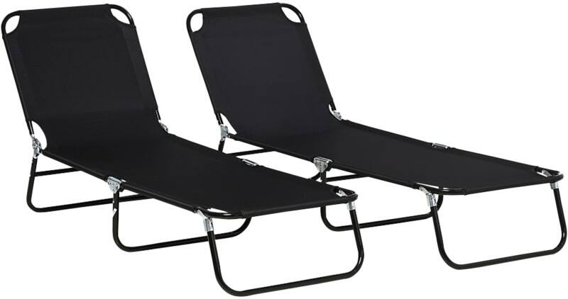 OutSunny  Set of 2 Sun Loungers 1,880 x 560 x 280 mm Black Outdoor