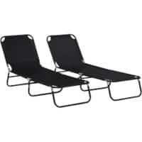 OutSunny  Set of 2 Sun Loungers 1,880 x 560 x 280 mm Black Outdoor