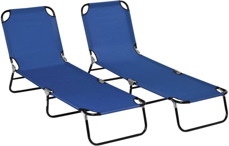 OutSunny  Set of 2 Sun Loungers 1,880 x 560 x 280 mm Blue Outdoor