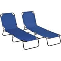 OutSunny  Set of 2 Sun Loungers 1,880 x 560 x 280 mm Blue Outdoor