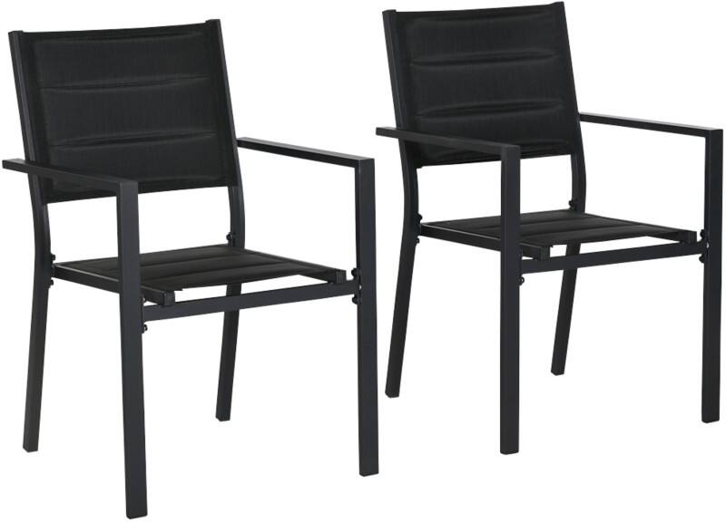 OutSunny Garden Chair Set Aluminium, Mesh Fabric Black Outdoor
