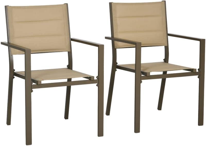 OutSunny Garden Chair Set Aluminium, Mesh Fabric Brown Outdoor