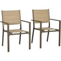 OutSunny Garden Chair Set Aluminium, Mesh Fabric Brown Outdoor