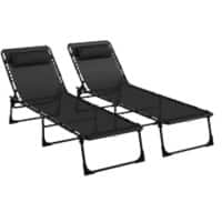 OutSunny  Set of 2 Sun Loungers 1,970 x 580 x 300 mm Black Outdoor