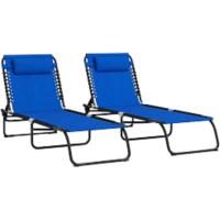 OutSunny  Set of 2 Sun Loungers 1,970 x 580 x 300 mm Navy Blue Outdoor