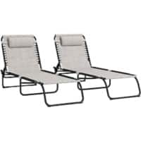 OutSunny  Set of 2 Sun Loungers 1,970 x 580 x 300 mm Cream Outdoor