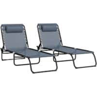 OutSunny  Set of 2 Sun Loungers 1,970 x 580 x 300 mm Grey Outdoor