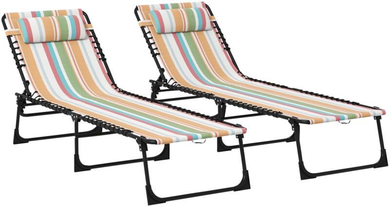 OutSunny  Set of 2 Sun Loungers 1,970 x 580 x 300 mm Multicolored Outdoor