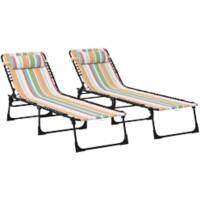 OutSunny  Set of 2 Sun Loungers 1,970 x 580 x 300 mm Multicolored Outdoor