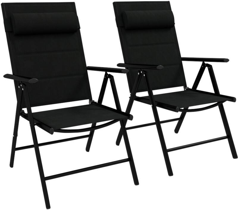 OutSunny Folding Chair Set Aluminium Black Outdoor
