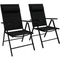 OutSunny Folding Chair Set Aluminium Black Outdoor